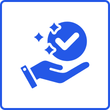 Hand holding checkmark icon with sparkles.