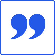Blue quotation marks on black background.