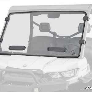 A clear mesh windshield on an off-road vehicle.