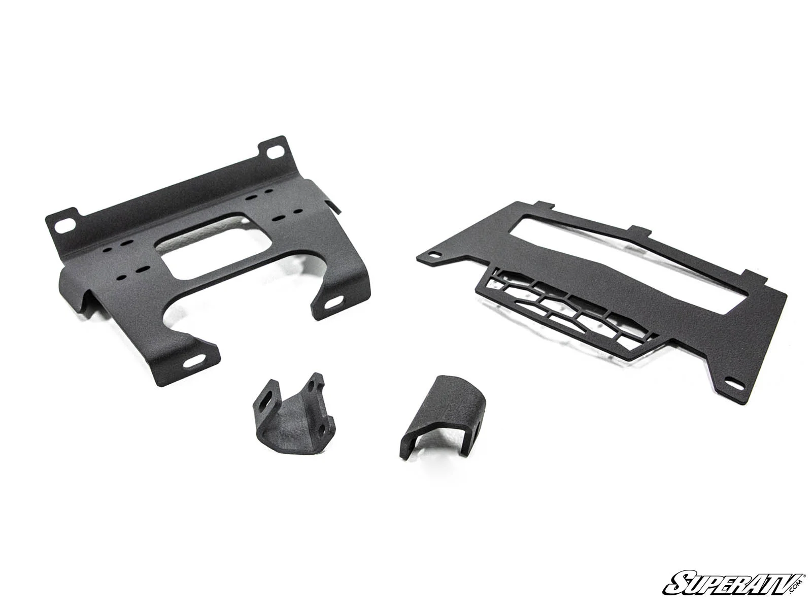 Collection of black plastic automotive dashboard trim pieces.
