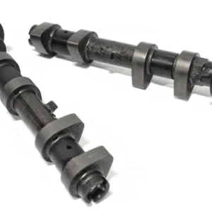 Two black metal camshafts used in engines.