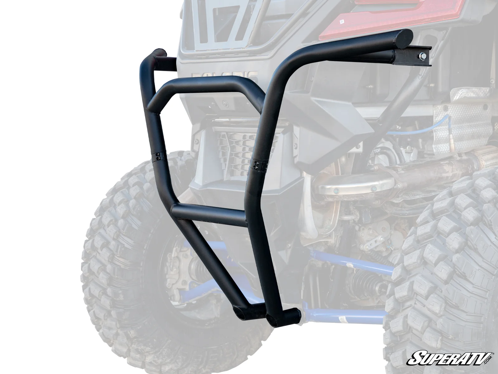 Tubular rear side bumper guard for UTV