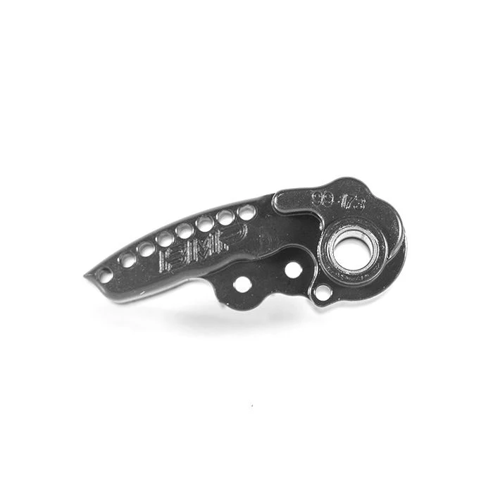 Bicycle derailleur hanger, metal component isolated.