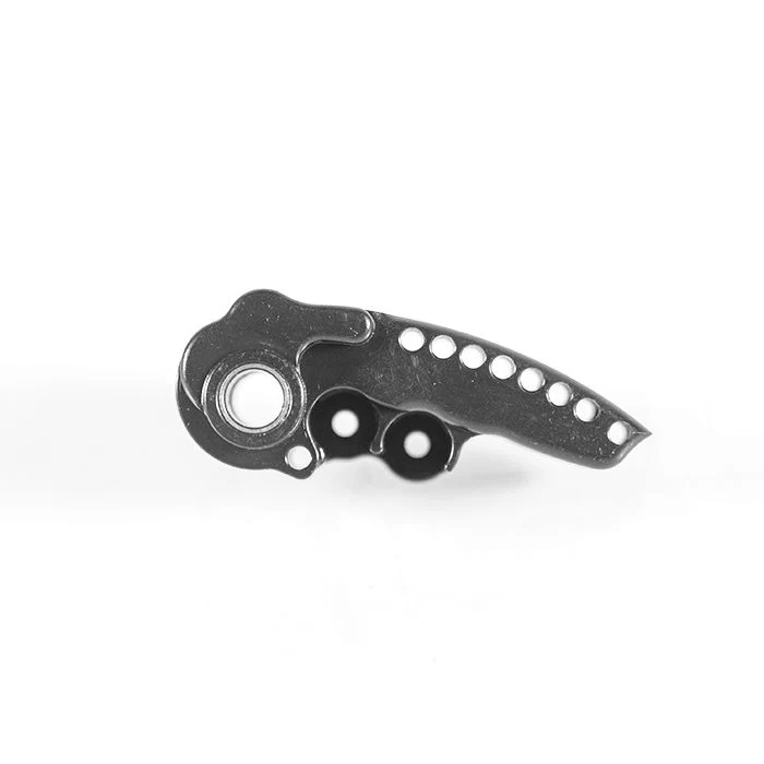 Metal bracket with circular holes, isolated background.