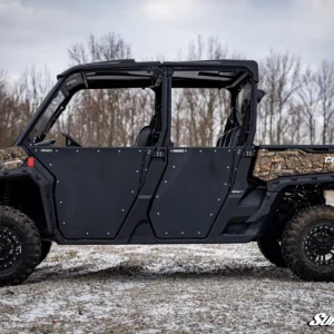 Black side-by-side UTV with camouflage panels